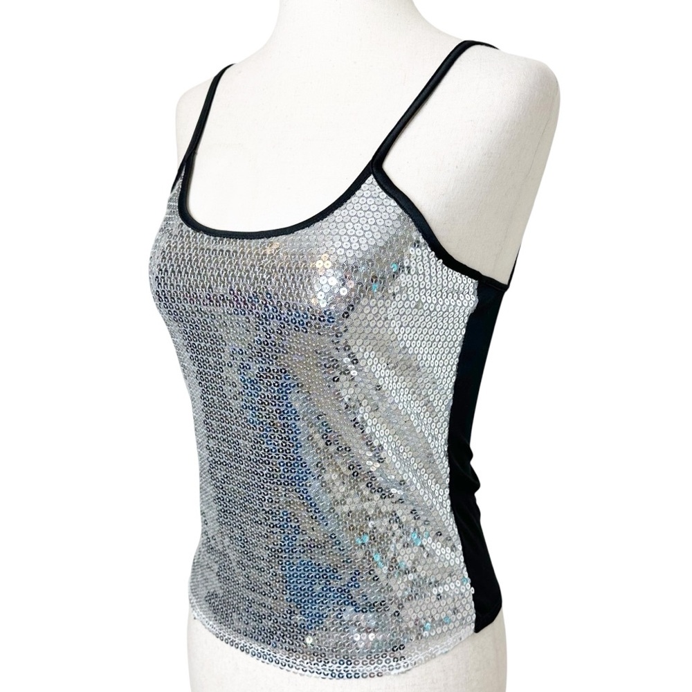 Vintage Y2K Silver Sequin Disco Ball Cami Tank Top